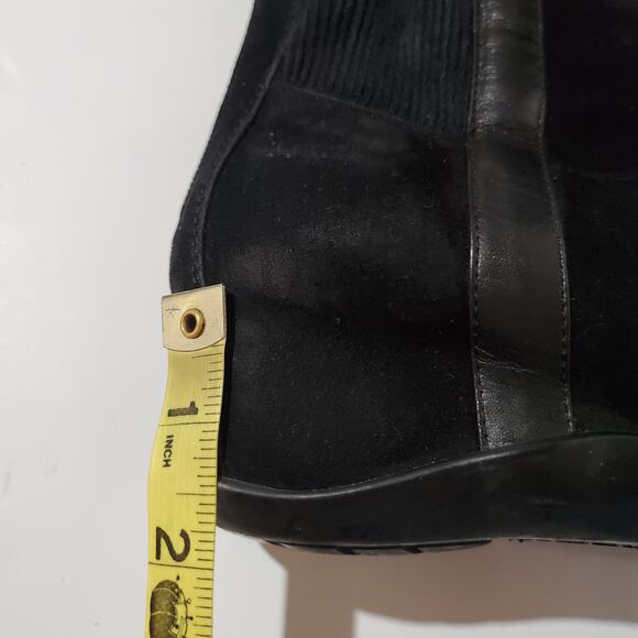 Aquatalia Black Suede Leather Wedge Zip Ankle Boots Womens Size 6 Ribbed Comfort - Picture 12 of 12